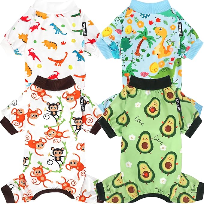 XPUDAC 4 Pack Dog Pajamas Soft Strechy Summer