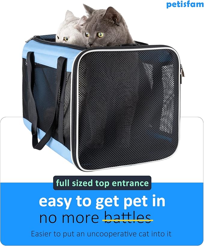 petisfam Soft Pet Carrier for Large and Medium Cats 2 Kitties,