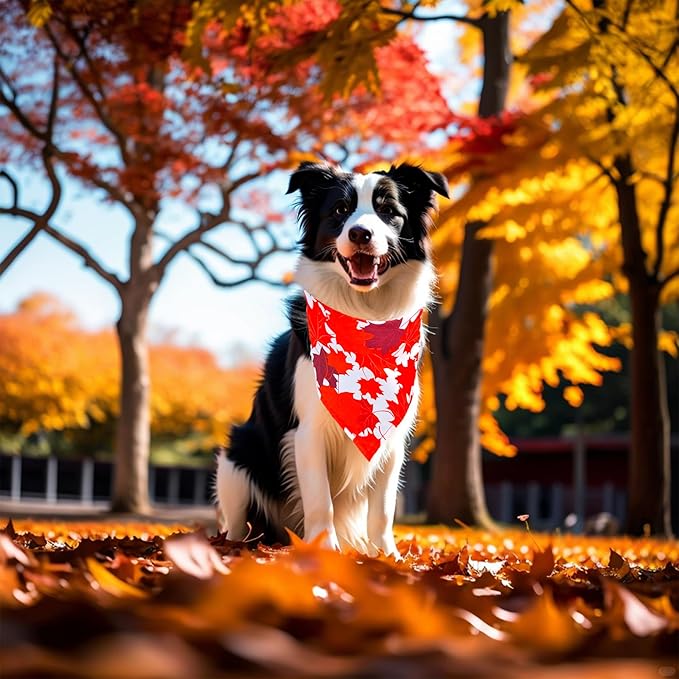 10PCS Large Dog Bandanas Fall Large XL XXL Big Dog Breed Pumpin Harvest Leaves Forest Autumn Pattern Kerchief Triangle Bibs Head Scarves for Boys and Girls Grooming Accessories Costume