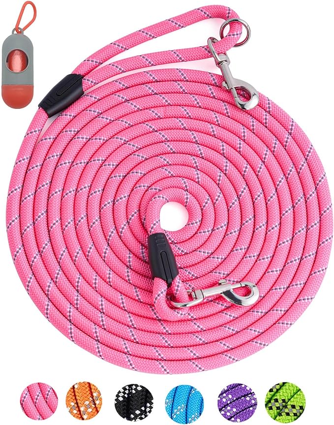 Long Dog Leash for Dog Training 16FT/30FT/50FT/100FT 30FT Pink