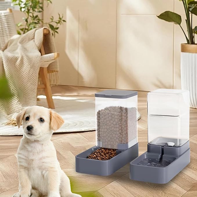 Automatic Cat Feeder and Water Dispenser with Pet Food Bowl Capacity(3.3L x 2)