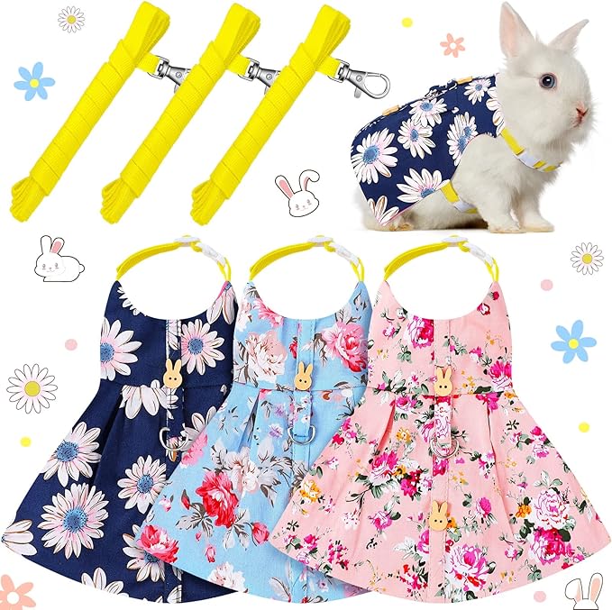 3 Piece Cute Rabbit Leash and Harness Set