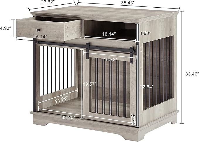 NicBex Dog Crate Furniture Dog Cage with Sliding Doors and Drawers