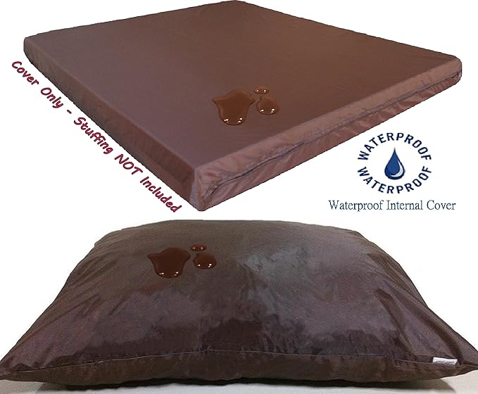 Dogbed4less DIY Pet Bed Pillow Brown Denim Duvet Cover and Waterproof Internal case for Dog at 47X29X4 Inch