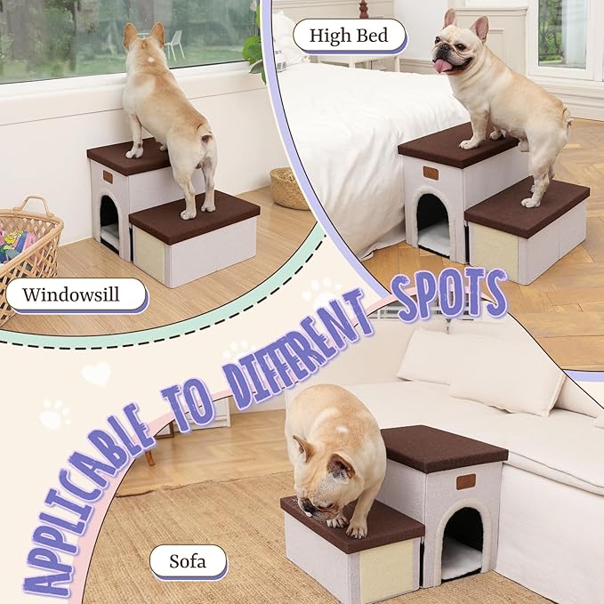 downluxe Dog Stairs for Small Dogs (2-Step Pet