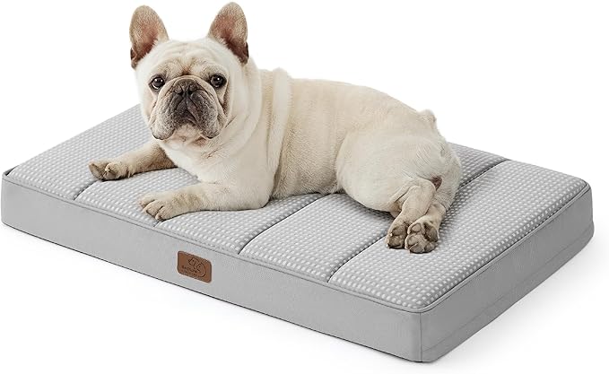 Bedsure Cooling Gel Foam Dog Bed for Large Dogs Cover(24"x16", Grey)