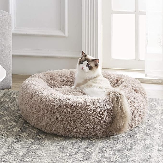 Western Home Faux Fur Dog Bed & Cat Bed Cats(20", Brown)