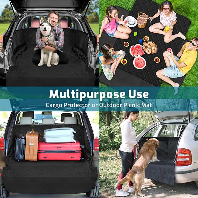 Veckle SUV Cargo Liner for Dogs Water Resistant Dog Trunk Cover with Side Flaps Nonslip Pet Cover