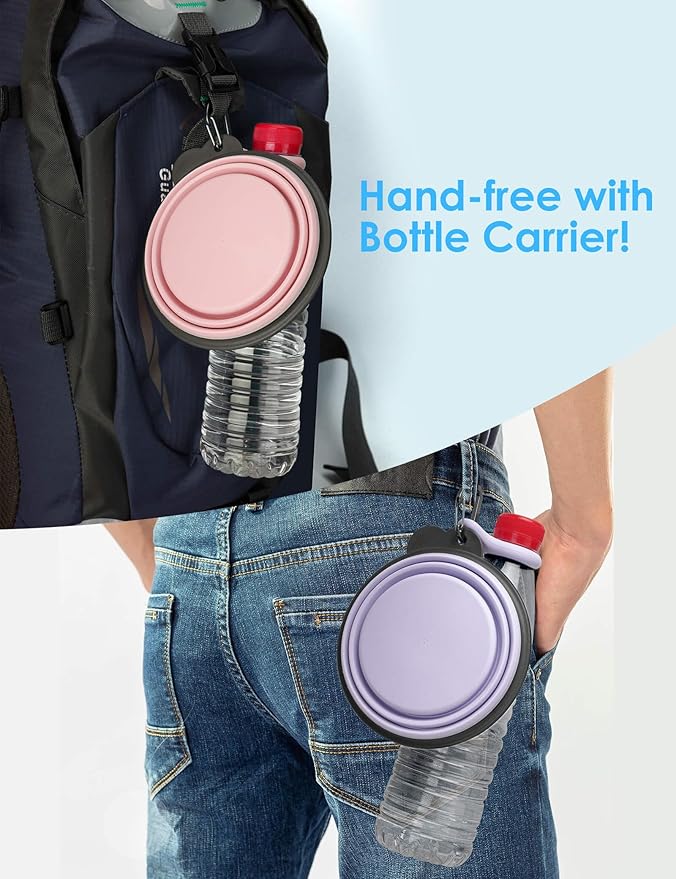 Aonkey Collapsible Dog Bowls with Bottle Carrier 2 Pack 37oz