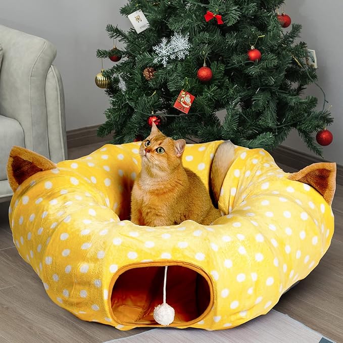 AUOON Cat Tunnel Bed with Central Mat