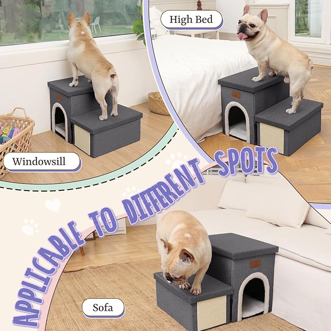 downluxe Dog Stairs for Small Dogs (2-Step Pet