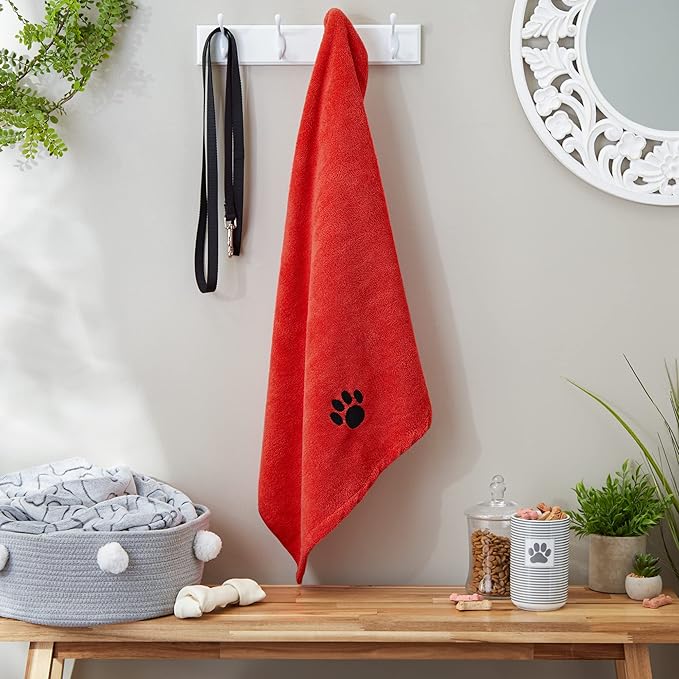 Bone Dry Pet Grooming Towel Collection Absorbent Microfiber X-Large 41x23.5", Embroidered