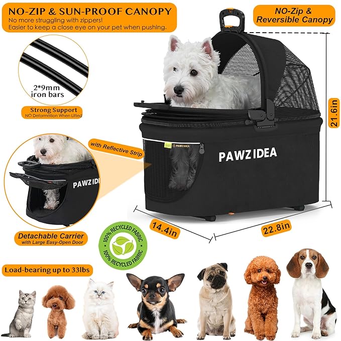 PAWZIDEA Pet Stroller 4 in 1
