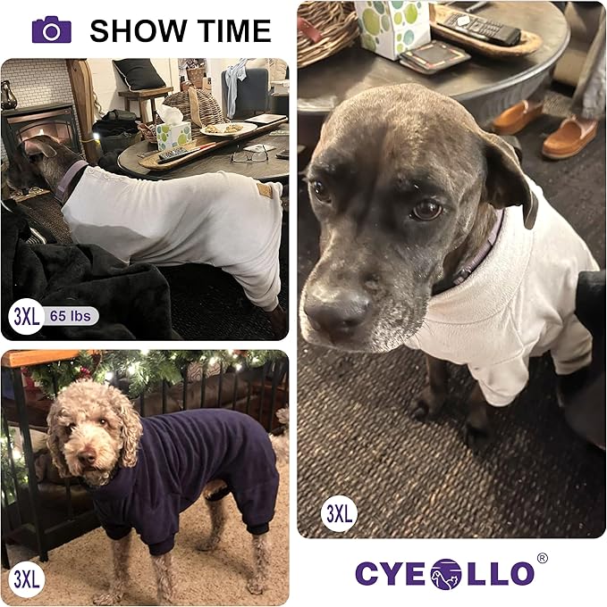 cyeollo Dog Pajamas Fleece Dog Coat Thermal Dog Pjs Onesie Stretchable Doggie Coat Girl Jumpsuit Dog Clothes for Large Sized Dogs 3XL