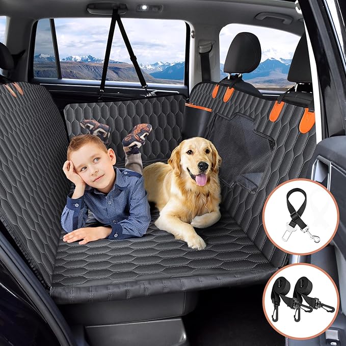 Back Seat Extender for Dogs-Supports 400lb Bottom-Detachable,600D Heavy