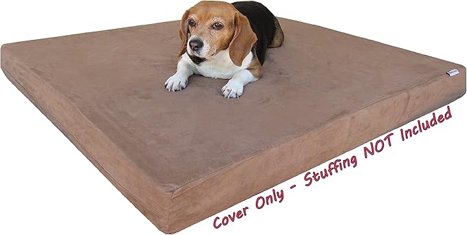 Dogbed4less DIY Pet Bed Pillow Brown MicroSuede Duvet Cover and Waterproof Internal case for Dog and Cat at 37X27X4 Inch