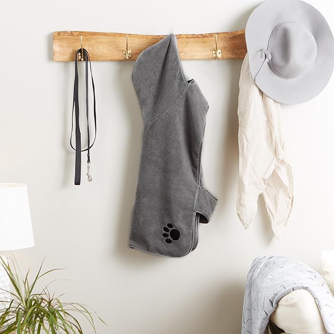 Bone Dry Pet Robe Collection Embroidered Absorbent Microfiber bath Robe with Adjustable Closure