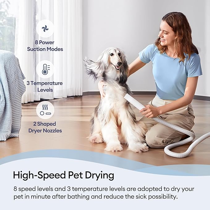Ultenic Dog Grooming Vacuum & Pet Hair Dryer Combo for Shedding Grooming 6 in1 2L Dust