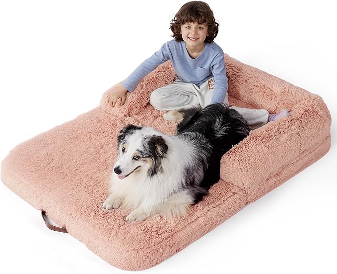 Bedsure Foldable Human Dog Bed for Kids 2 in 1 Calming