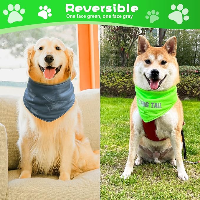 Dog Summer Cool Down Bandana, 3 Layers Special Cooling Materials, Using Water Cool Down, Reversible and Wet Reveal Ice Bandana, Cooling Reflective Dog Bandana (Blue.M)