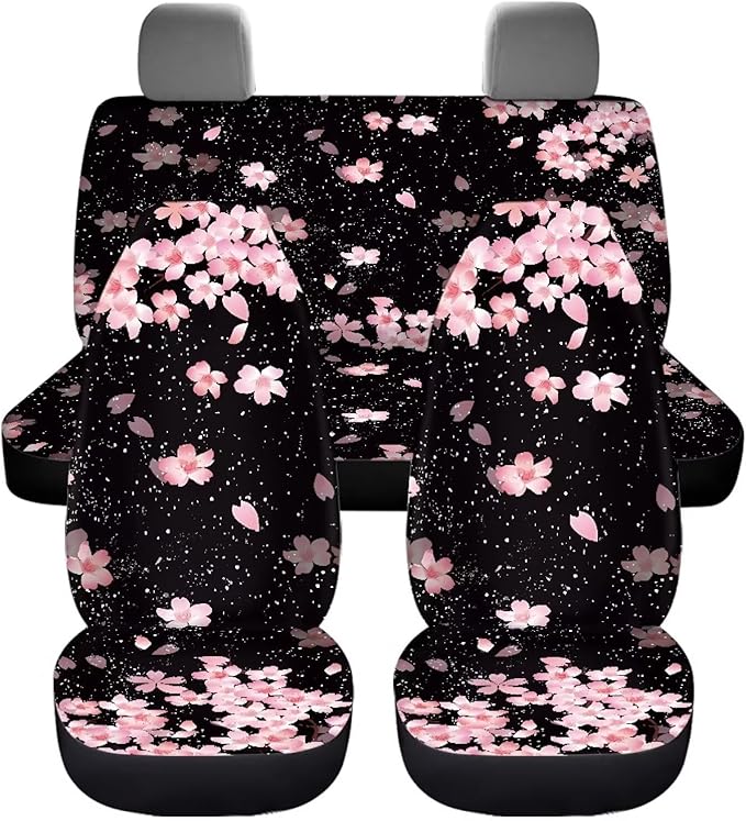 Cherry Blossom Vehicle Seat Covers Set Front Back 4 Travel