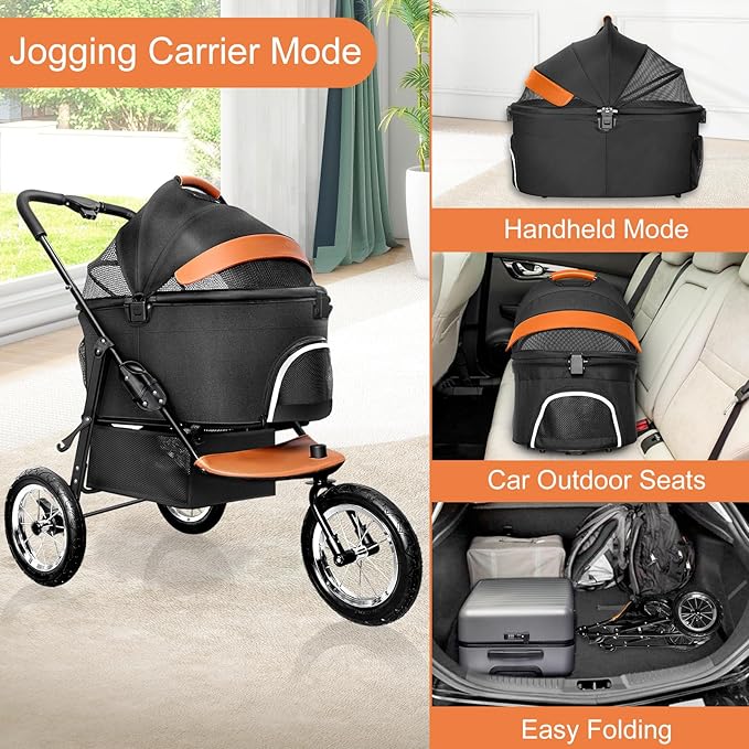 Dog Strollers for Medium Small Pet 3 in 1 Pet 3 Wheels