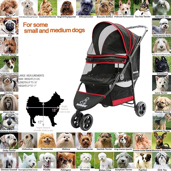 ROODO Escort 3Wheel Dog Stroller Pet Strollers Small