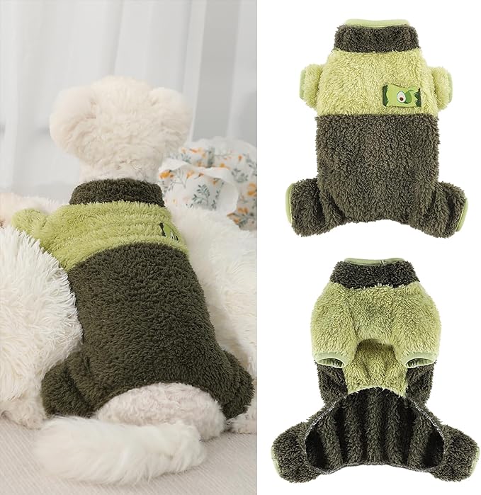 Dog Pajamas for Small Dogs Color Block Fall Winter Dog Sweater Cute Warm Dog Clothes Soft Stretchy Puppy Pjs Chihuahua Yorkie Sweater Pet Cat Sweater Tiny Dog Clothes Outfit, Green
