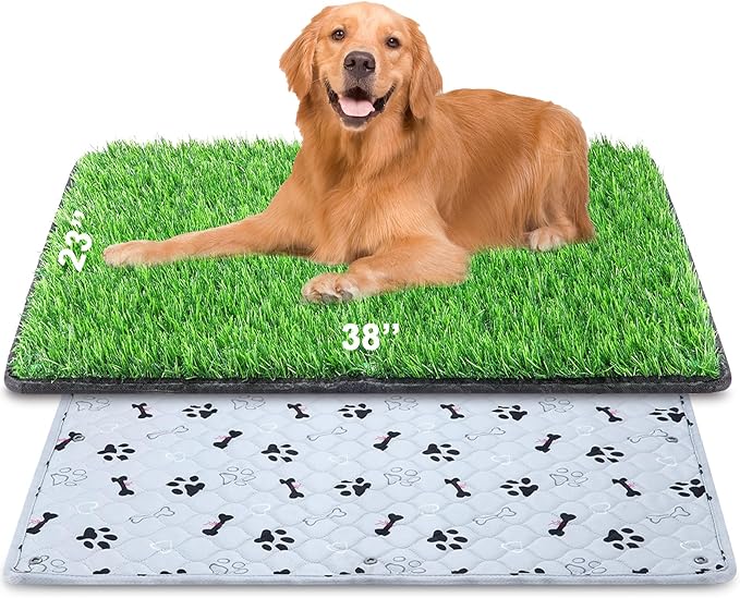 Dog Grass Mat with Pee Pad 38×23"