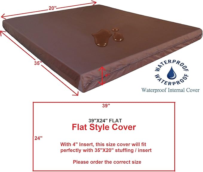 Dogbed4less 2 Pack Internal Duvet Case Waterproof Zipper Dog Bed Cover for Small Medium 35"x20"X4" Memory Foam Pad Pet Bed 39"X24" FLAT
