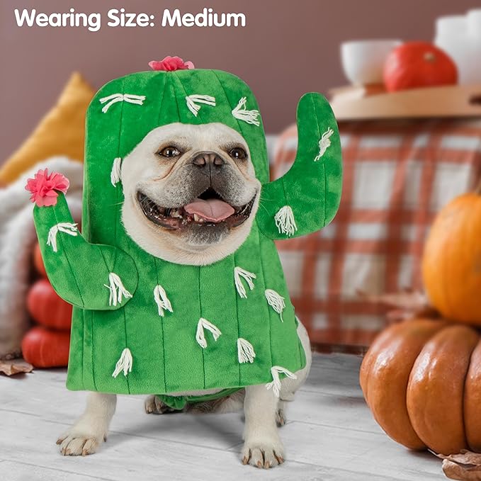 cyeollo Dog Costume Funny Cactus Dog Costumes Cute Halloween Cosplay Dog Clothes Holiday Party Outfits for Small Medium Dogs