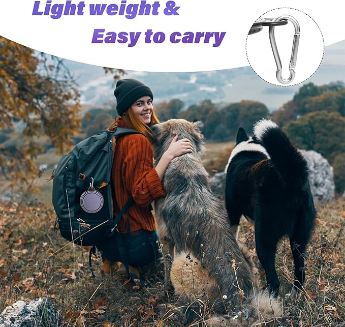 Dog Bowl Pet Collapsible Bowls 2 Pack 2 Carabiners