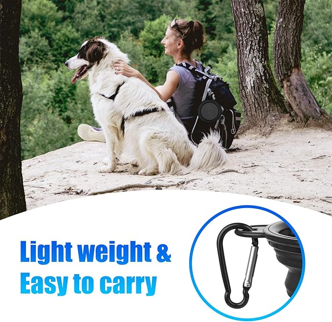 Dog Bowl Pet Collapsible Bowls 2 Pack 2 Carabiners