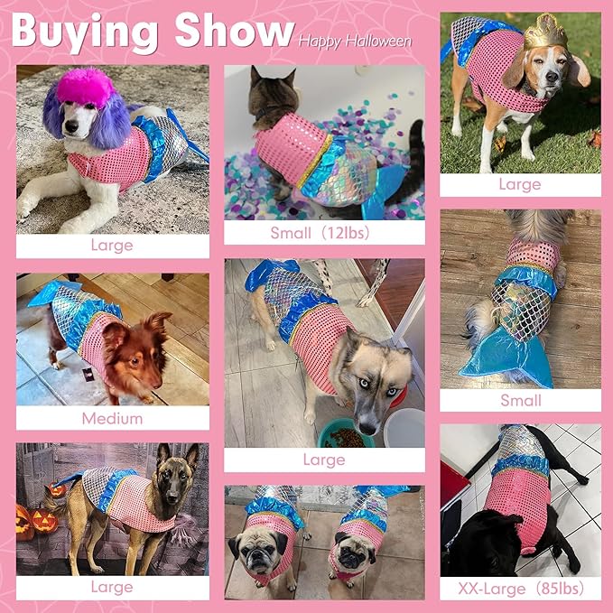 cyeollo Dog Costume Mermaid Costumes for Small Dogs