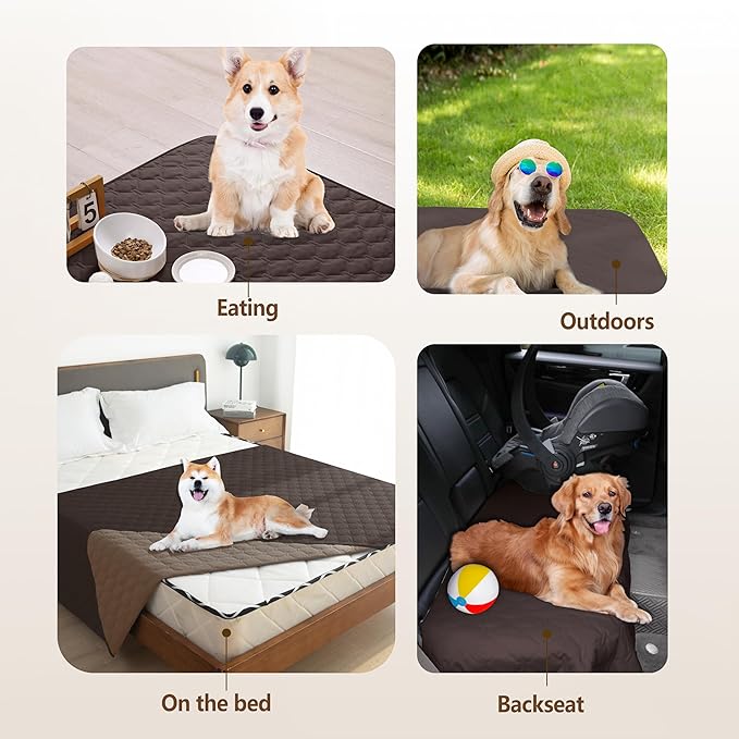 gogobunny 100% Double Sided Waterproof Dog Blanket Soft Pet Bed Cover Reversible Protect Furniture Couch Sofa Car for Puppy Dog Cat (Dark Coffee/Light Coffee 30x30 Inch 1))