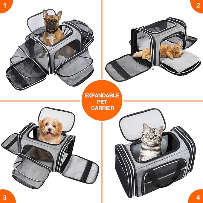 TSA Airline Approved Soft Sided Pet Carrier Top 4 Side 3 Removable 3 Pockets