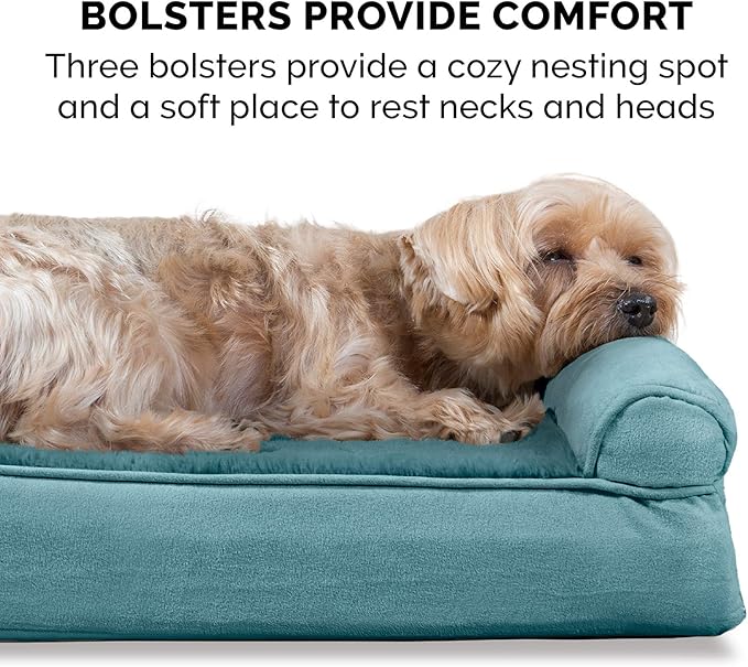 Furhaven Orthopedic Dog Bed for Medium/Small Dogs w/ Removable Bolsters & Washable Cover 35 lbs