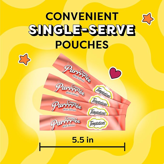 Temptations Creamy Puree Squeezable Lickable Wet Cat Treats with Salmon 0.42 oz. 24