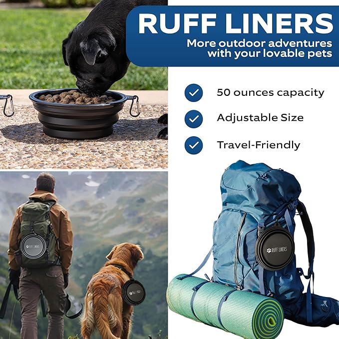 Set of 2 Collapsible Dog Bowls for Travel 1500ml Portable