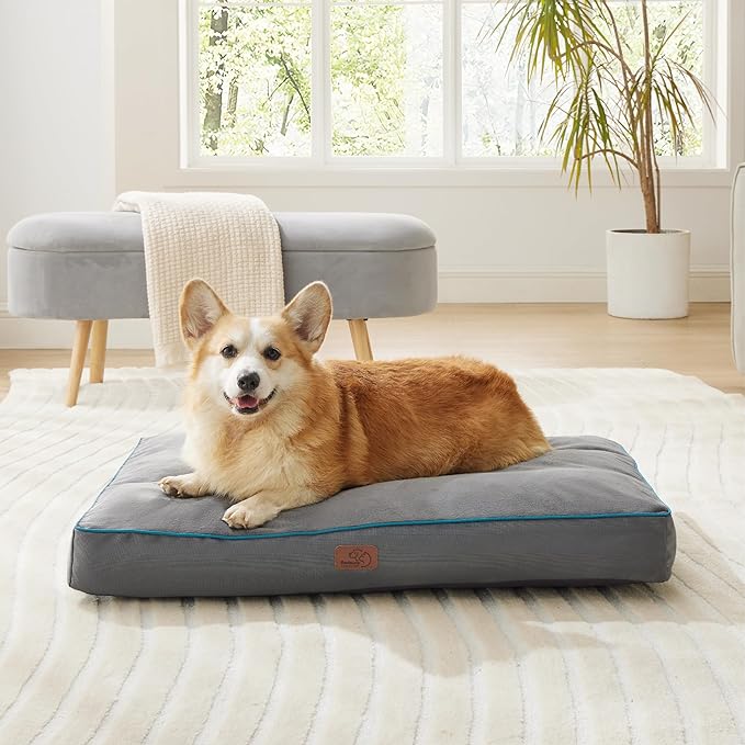 Bedsure Waterproof Dog Beds for Large Dogs 4 inch 80lbs L-Crate