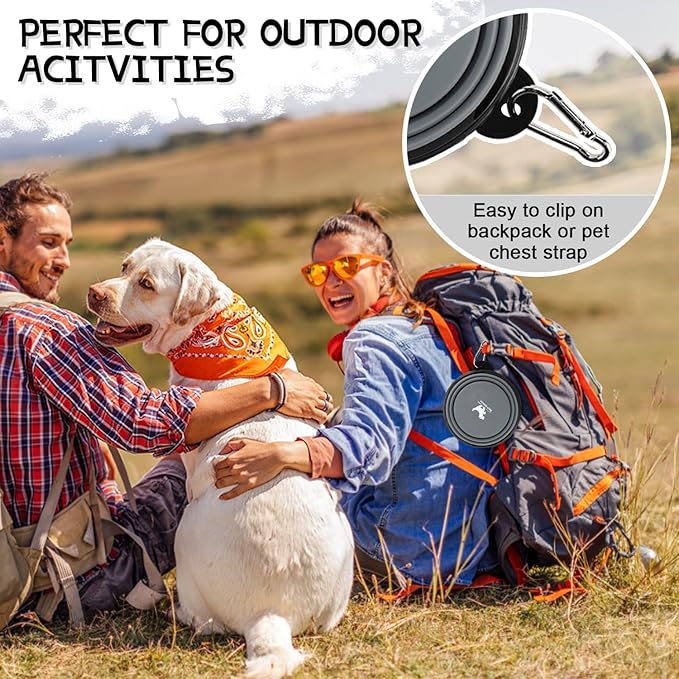 Rest-Eazzzy Large Collapsible Dog Bowls 1000 ml 2-Pack Dog 2 Carabiners,