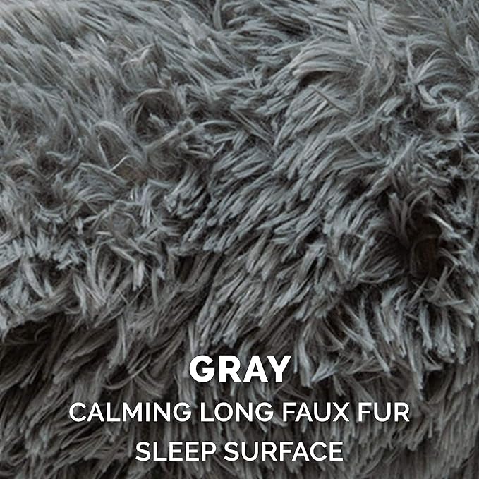Furhaven Replacement Donut Dog Bed Cover Plush Long Faux Fur Calming Cuddler