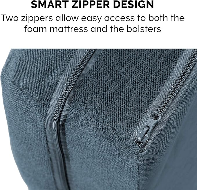 Furhaven Memory Foam Dog Bed for Large/Medium Dogs w/ Removable Bolsters & Washable Cover 55 lbs