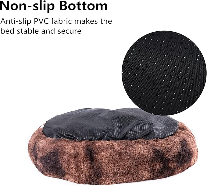 Coohom Oval Calming Donut Cuddler Dog Bed Bed(30"/36") for (XXL(43"x34"x8"), Brown2021)