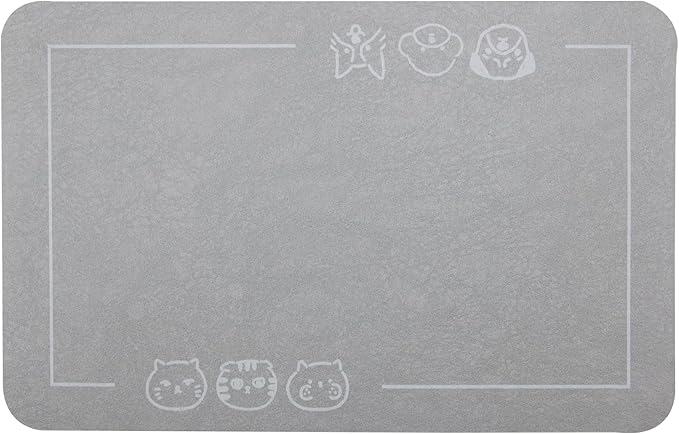 YCT Cat Pet Food Mat 11.8"x18.1" Gray