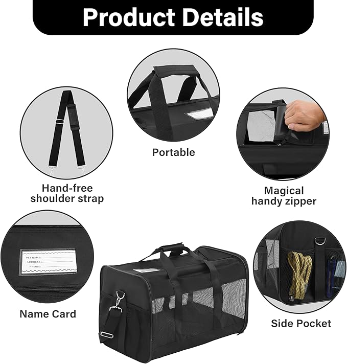 ScratchMe Pet Travel Carrier Soft Sided Portable Bag for Cats and Small Dogs