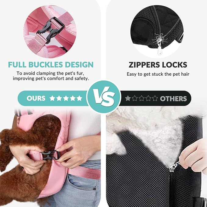 Lukovee Dog Backpack Carrier (Pink-1,Large)