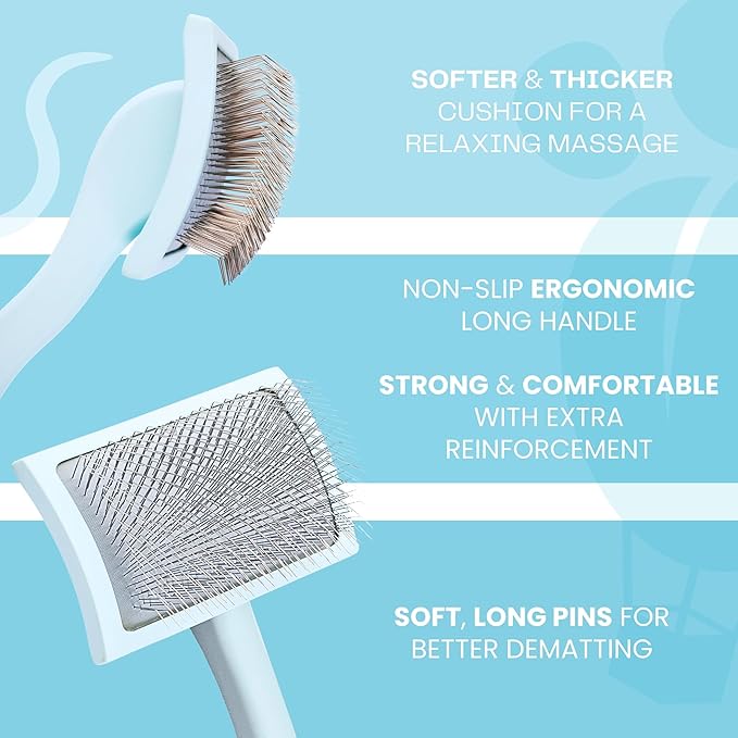 Pet Slicker Brush With Soft Massage Grooming Stainless Steel Pins
