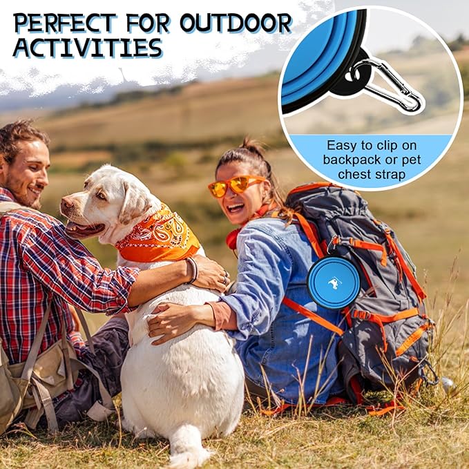 Collapsible Dog Bowls for Travel 2-Pack Dog 2 Carabiners,