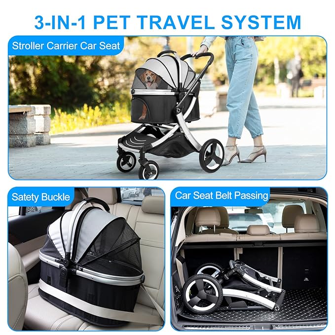 Pet Stroller for middle dogs zipperless with cat